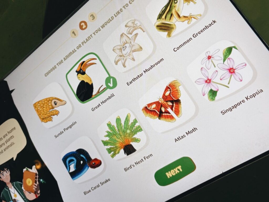 シンガポール動物園のranger buddies base campにあるデジタル塗り絵